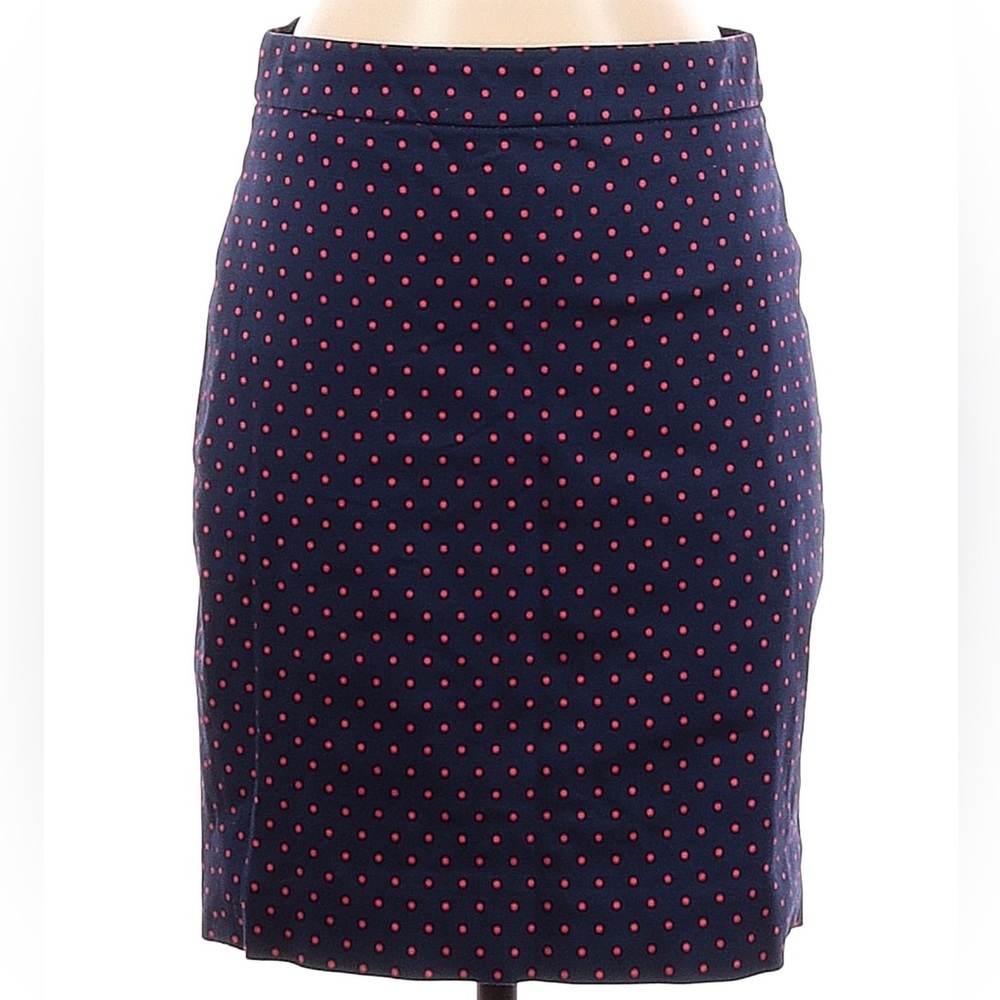 J. Crew The Pencil Skirt - Navy/Red Polka-￼Dots